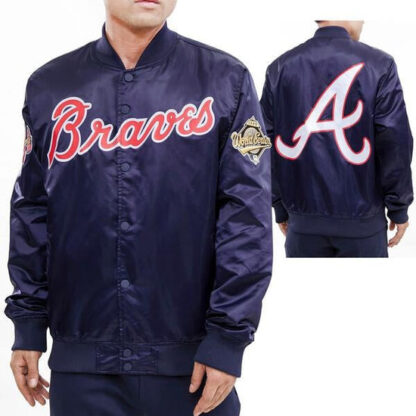 Jacket Mlb Atlanta Braves Big Logo World Series Men'S Satin