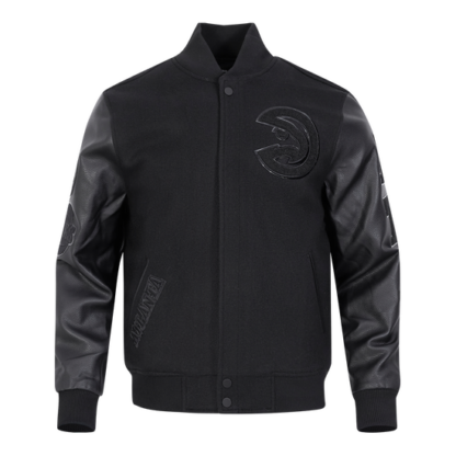 Jacket Nba Atlanta Hawks Triple Black Wool Men'S Varsity