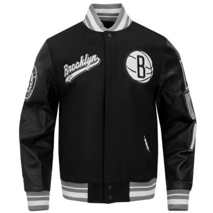 Jacket Nba Brooklyn Nets Script Tail Men'S Rib Wool Varsity