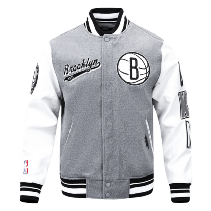 Jacket Nba Brooklyn Nets Script Tail Men'S Rib Wool Varsity