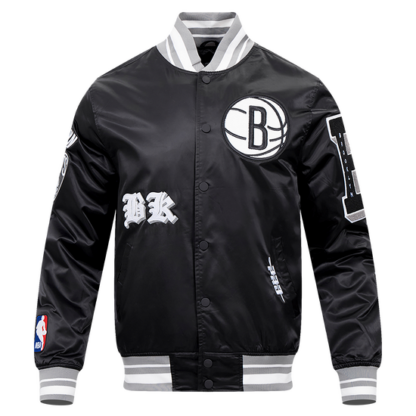 Jacket Nba Brooklyn Nets Old English Men'S Rib Satin