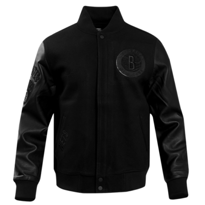 Jacket Nba Brooklyn Nets Triple Black Men'S Varsity