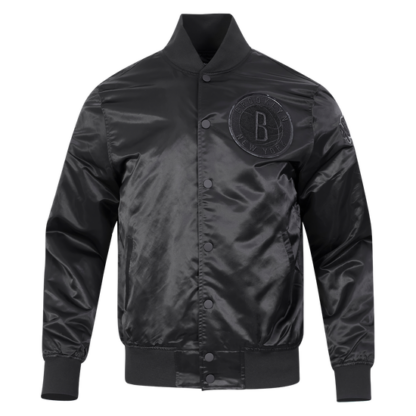 Jacket Nba Brooklyn Nets Triple Black Men'S Satin