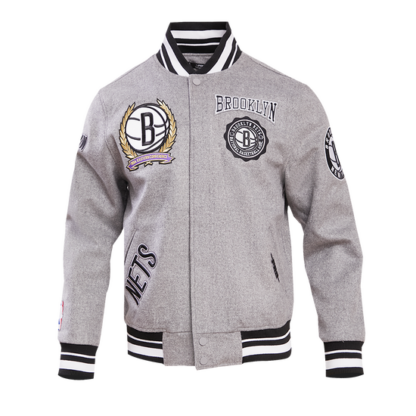 Jacket Nba Brooklyn Nets Crest Emblem Men'S Wool Varsity