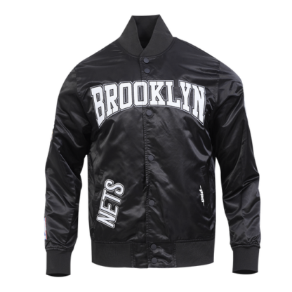 Jacket Nba Brooklyn Nets Crest Emblem Men'S Satin