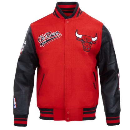 Jacket Nba Chicago Bulls Script Tail Men'S Rib Wool Varsity