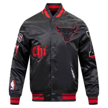 Jacket Nba Chicago Bulls Old English Men'S Logo Satin