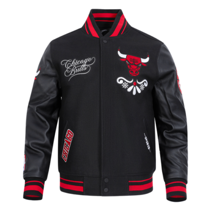 Jacket Nba Chicago Bulls Sugar Skull Men'S Rib Wool Varsity