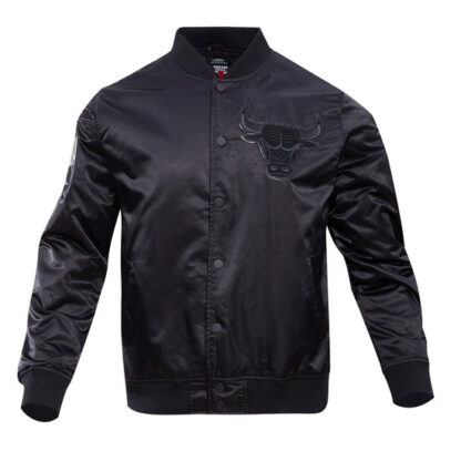 Jacket Nba Chicago Bulls Triple Black Men'S Satin