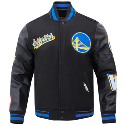 Jacket Nba Golden State Warriors Script Tail Wool Varsity