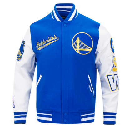 Jacket Nba Golden State Warriors Script Tail Wool Varsity