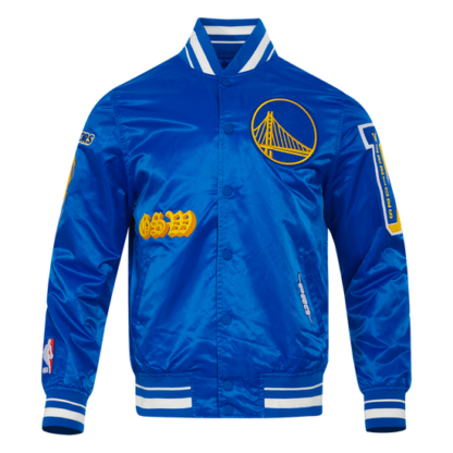 Jacket Nba Golden State Warriors Old English Men'S Satin