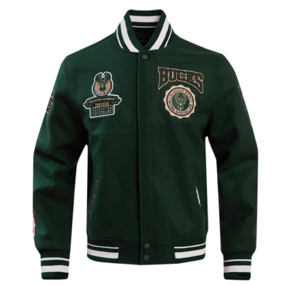 Jacket Nba Milwaukee Bucks Crest Emblem Rib Wool Varsity