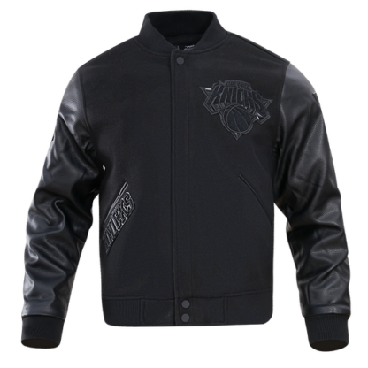 Jacket Nba New York Knicks Triple Black Men'S Varsity