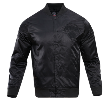 Jacket Nba New York Knicks Triple Black Logo Men'S Satin