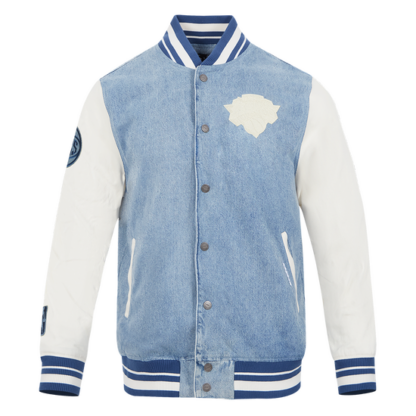 Jacket Nba New York Knicks Varsity Blues Denim Varsity Men'S