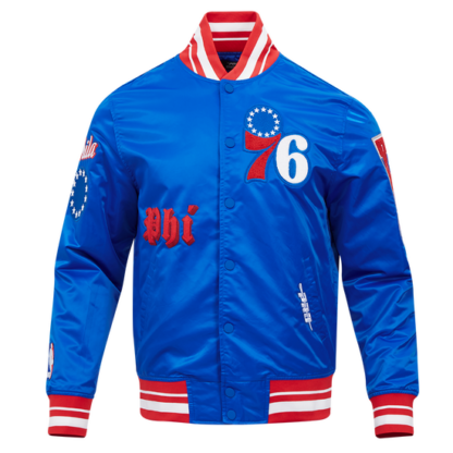 Jacket Nba Philadelphia 76Ers Old English Men'S Rib Satin