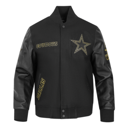 Jacket Nfl Dallas Cowboys Black & Gold Men'S Wool Varsity