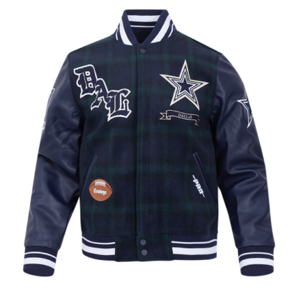 Jacket Nfl Dallas Cowboys Pro Prep Plaid Wool Men'S Varsity