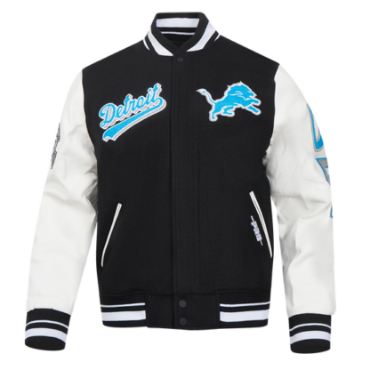 Jacket Nfl Detroit Lions Script Tail Men'S Rib Wool Varsity