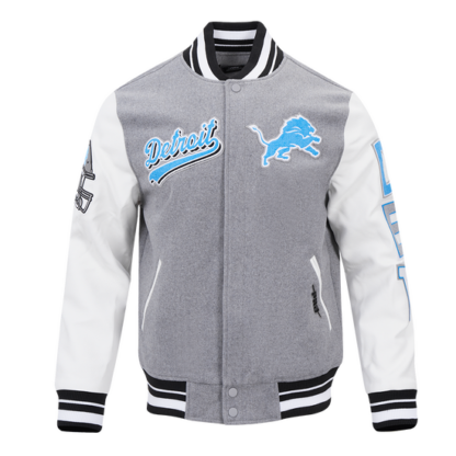 Jacket Nfl Detroit Lions Script Tail Men'S Rib Wool Varsity