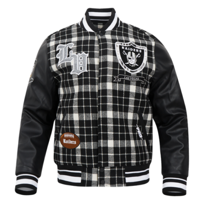 Jacket Nfl Las Vegas Raiders Pro Prep Plaid Wool Varsity