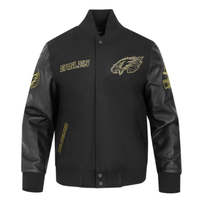 Jacket Nfl Philadelphia Eagles Black & Gold Men Wool Varsity