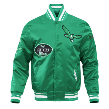 Jacket Nfl Philadelphia Eagles Vintage Old English Men Satin