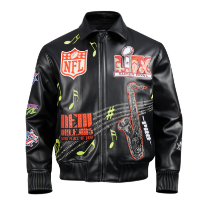 Jacket Nfl Super Bowl 59 Men'S Fold Down Collar Leather