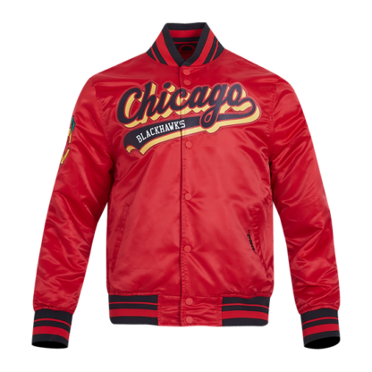 Jacket Nhl Chicago Blackhawks Script Tail Men'S Rib Satin