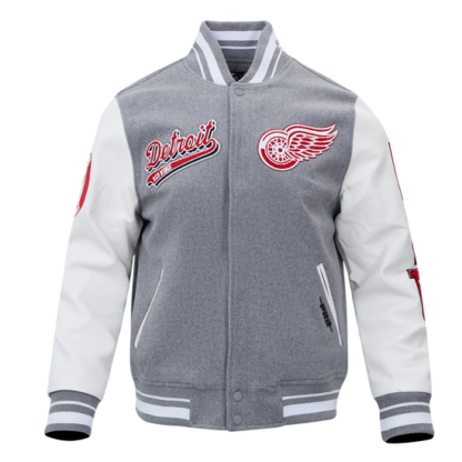 Jacket Nhl Detroit Red Wings Script Tail Men'S Wool Varsity