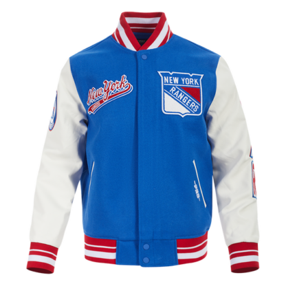 Jacket Nhl New York Rangers Script Tail Men'S Wool Varsity