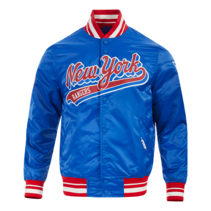 Jacket Nhl New York Rangers Script Tail Men'S Satin