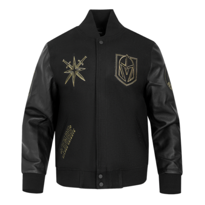 Jacket Nhl Vegas Golden Knights Black & Gold Wool Varsity