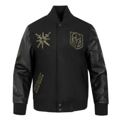 Jacket Nhl Vegas Golden Knights Black & Gold Wool Varsity