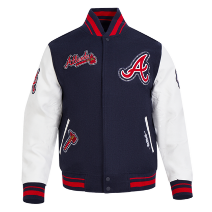 Jacket Mlb Atlanta Braves Diy Pick Stitch Men'S Wool Varsity