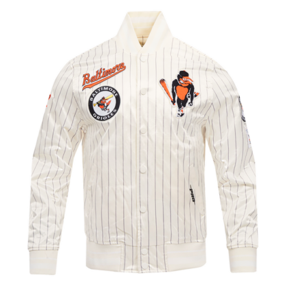 Jacket Mlb Baltimore Orioles Pinstripe Retro Classic Satin