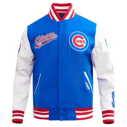 Jacket Mlb Chicago Cubs Script Tail Men'S Rib Wool Varsity