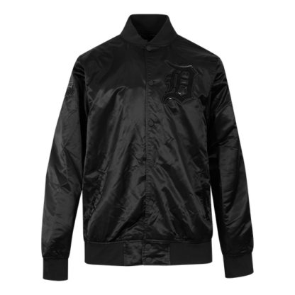 Jacket Mlb Detroit Tigers Triple Black Logo Men'S Satin