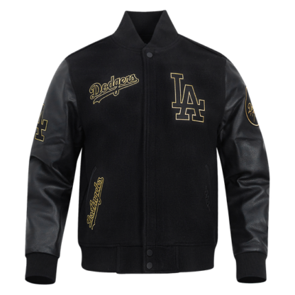 Jacket Mlb Los Angeles Dodgers Black & Gold Men Wool Varsity