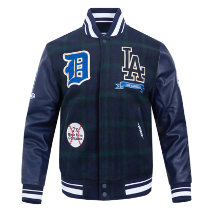 Jacket Mlb Los Angeles Dodgers Pro Prep Plaid Men'S Varsity