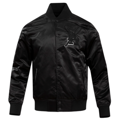 Jacket Mlb Los Angeles Dodgers Pro Triple Black Men'S Satin