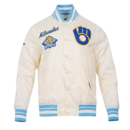 Jacket Mlb Milwaukee Brewers Retro Classic Men'S Rib Satin