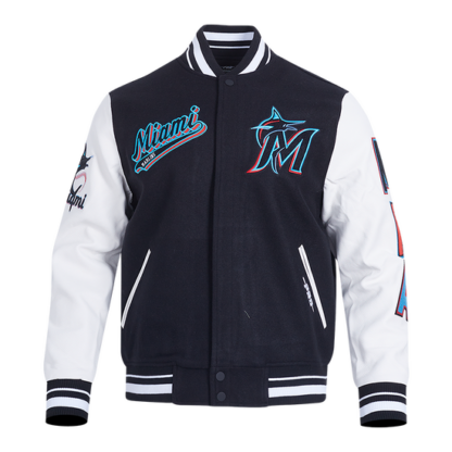 Jacket Mlb Miami Marlins Script Tail Men'S Rib Wool Varsity