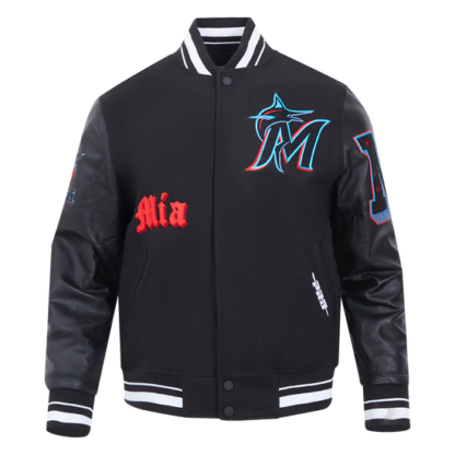 Jacket Mlb Miami Marlins Old English Men'S Rib Wool Varsity