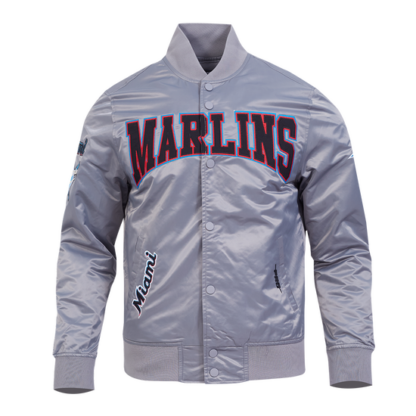 Jacket Mlb Miami Marlins Crest Emblem Satin