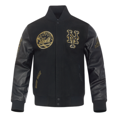 Jacket Mlb New York Mets Black & Gold Men'S Wool Varsity