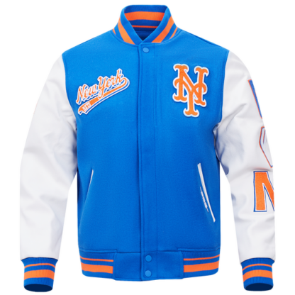 Jacket Mlb New York Mets Script Tail Men'S Rib Wool Varsity