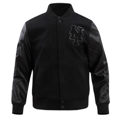 Jacket Mlb New York Mets Triple Black Wool Men'S Varsity