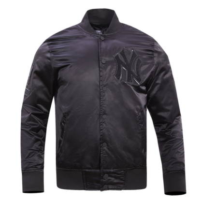 Jacket Mlb New York Yankees Triple Black Logo Men'S Satin